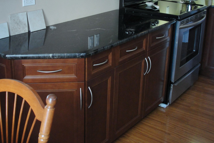 closeup of kitchen renovation - stove and countertops area